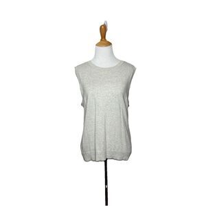 J.Crew Beige Cream Classic Sweater Shell Crew 100% Cotton Knit Size Large